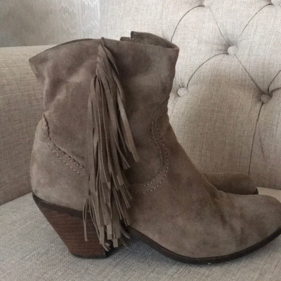 Sam Edelman Louie Suede Fringe Booties US8 (Taupe) - Picture 3 of 8